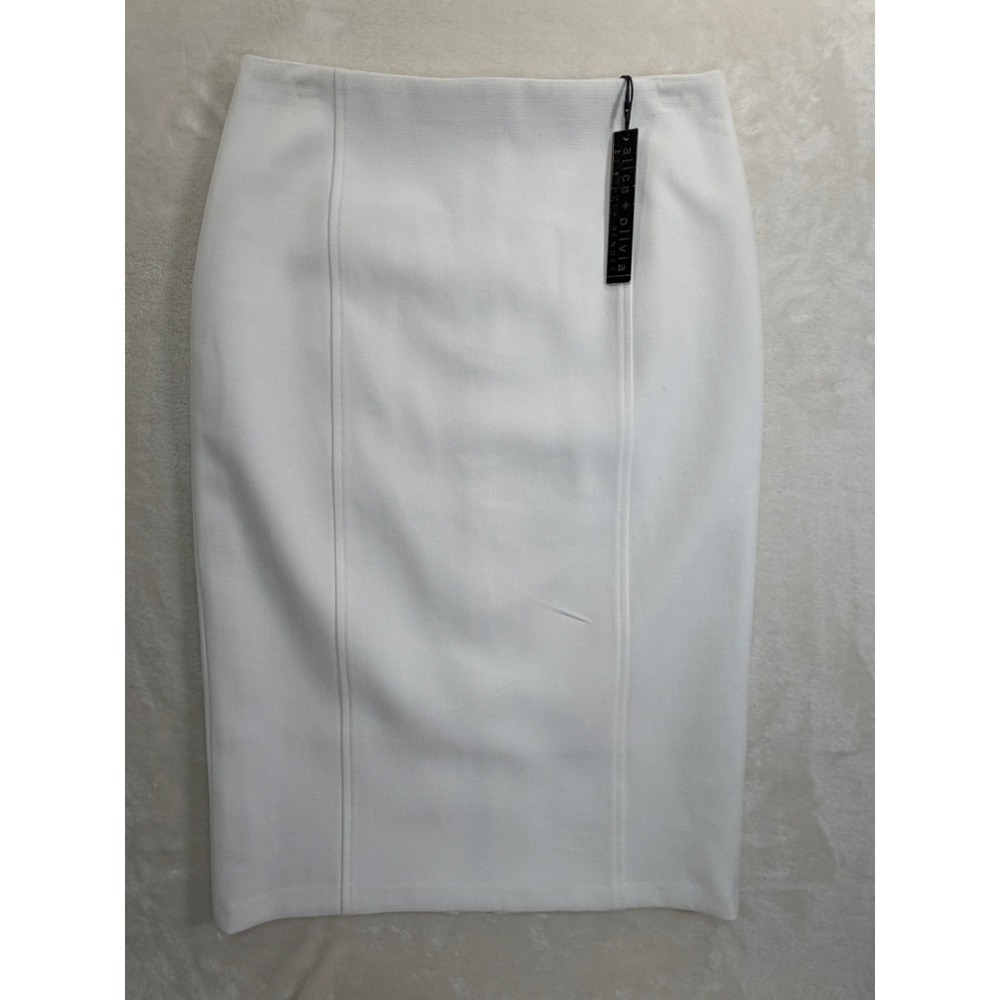 Alice + Olivia Off White Textured Pencil Skirt Women 2 NEW